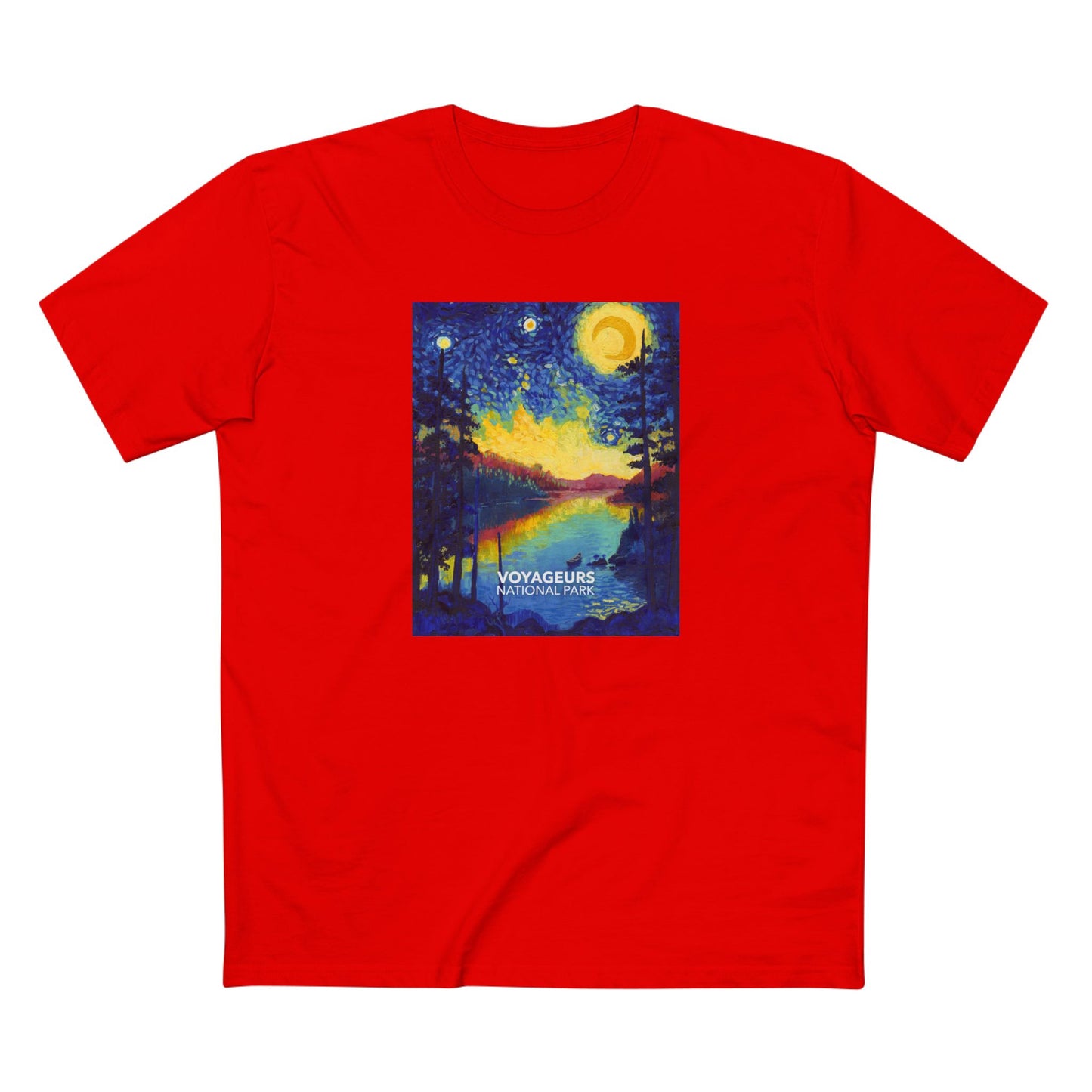 Voyageurs National Park T-Shirt - The Starry Night in Red