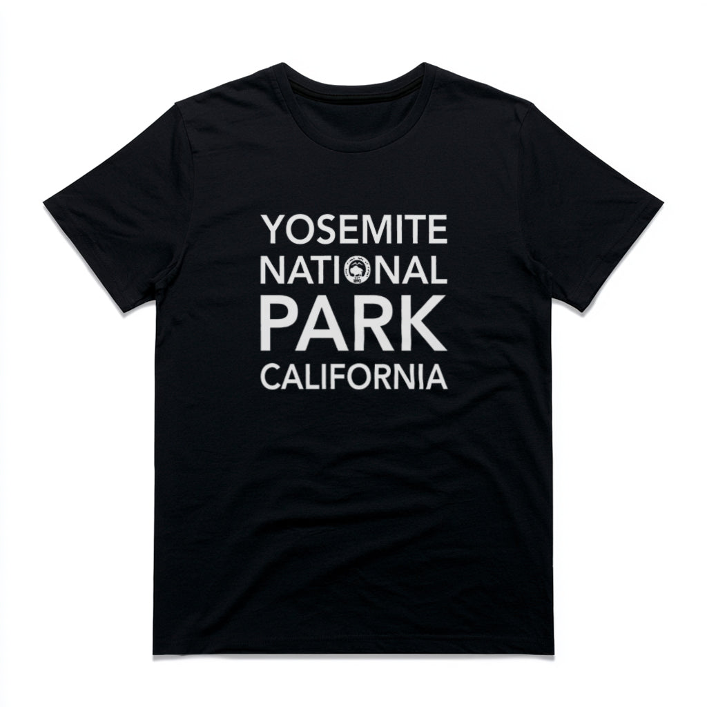 Yosemite National Park T-Shirt Block Text in Black