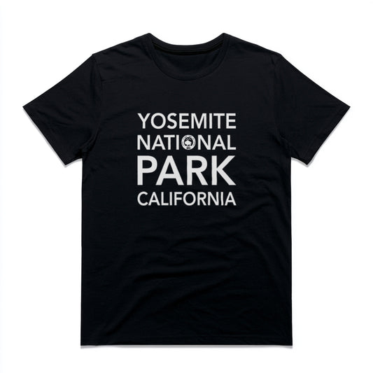 Yosemite National Park T-Shirt Block Text in Black