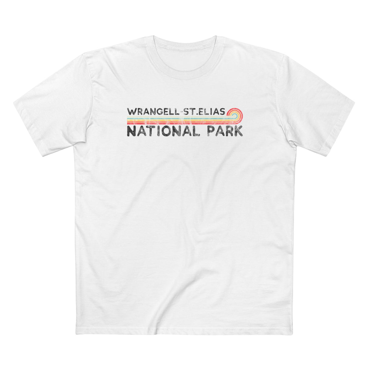 Wrangell - St. Elias National Park T-Shirt - Vintage Stretched Sunrise in White