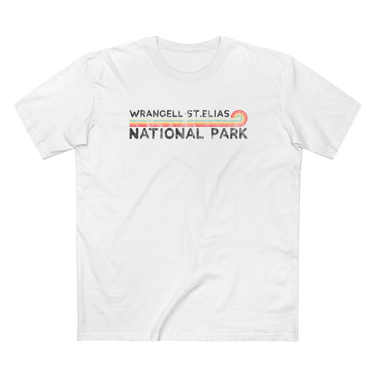 Wrangell - St. Elias National Park T-Shirt - Vintage Stretched Sunrise in White