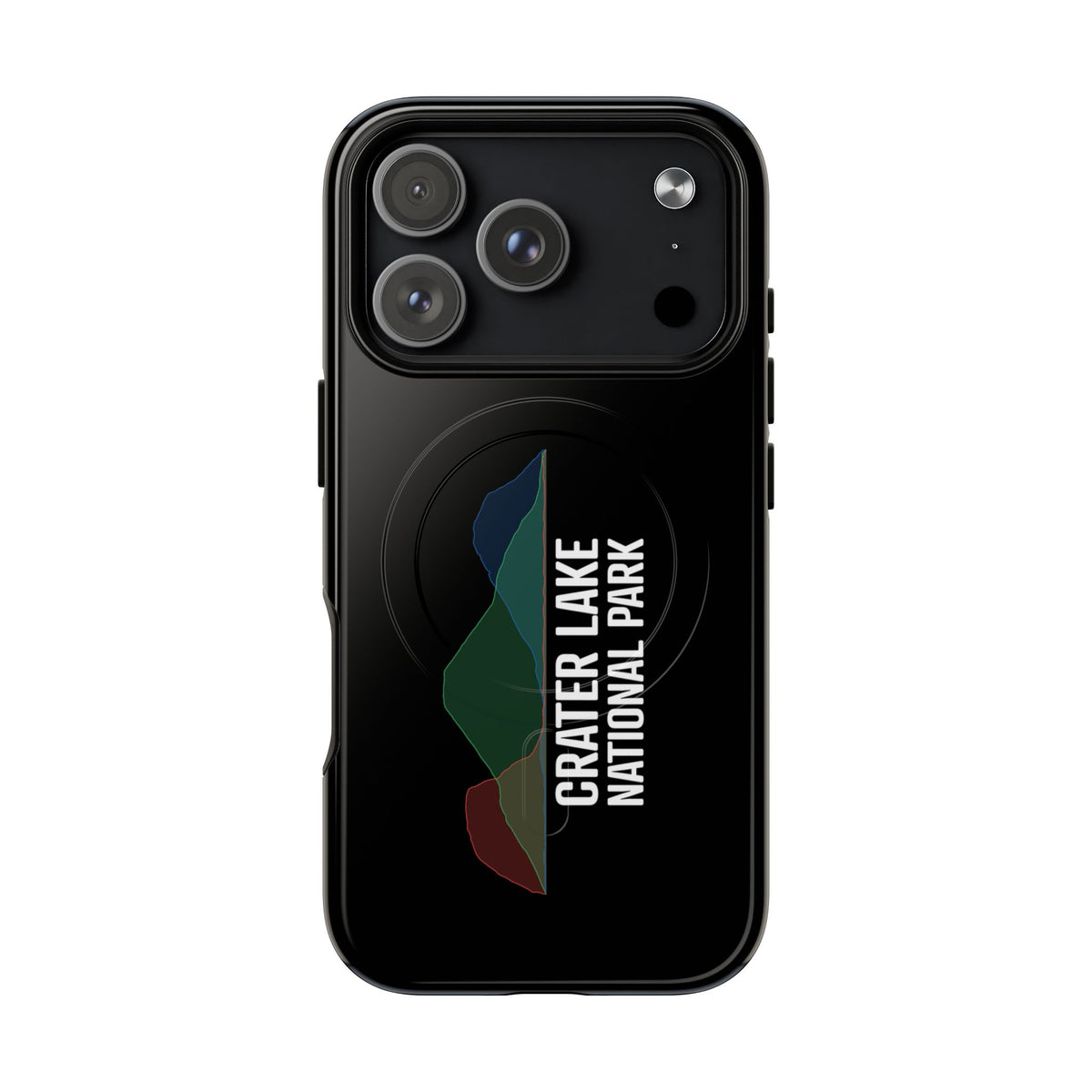 Crater Lake National Park iPhone case with MagSafe featuring histogram artwork.