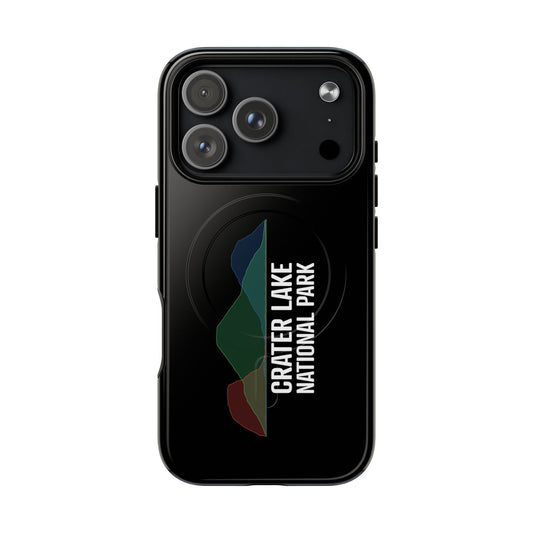 Crater Lake National Park iPhone case with MagSafe featuring histogram artwork.