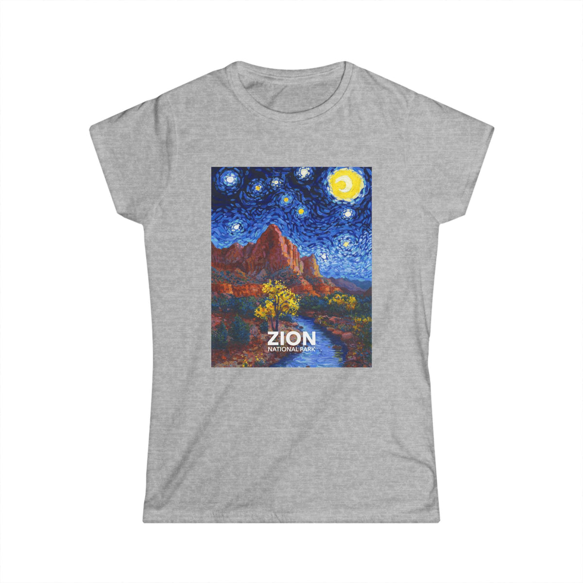 Zion National Park T-Shirt - Women's Starry Night — Van Gogh ‘Starry Night’-style design — gallery image 3