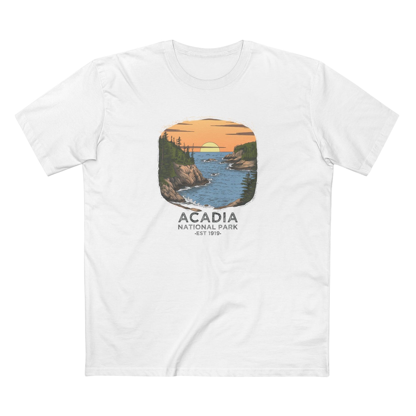 Acadia National Park T-Shirt - Vintage Design in White