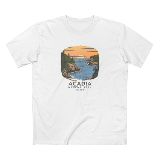 Acadia National Park T-Shirt - Vintage Design in White