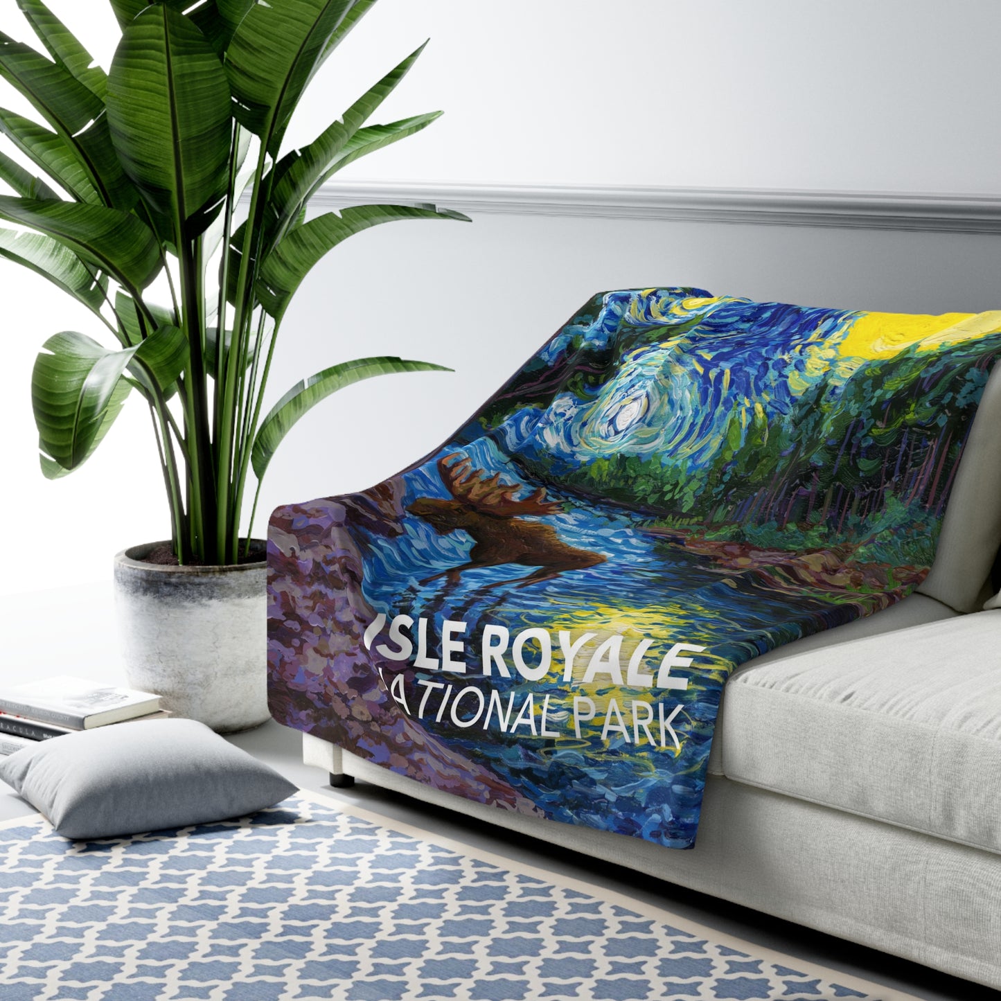 Isle Royale National Park Sherpa Blanket - The Starry Night