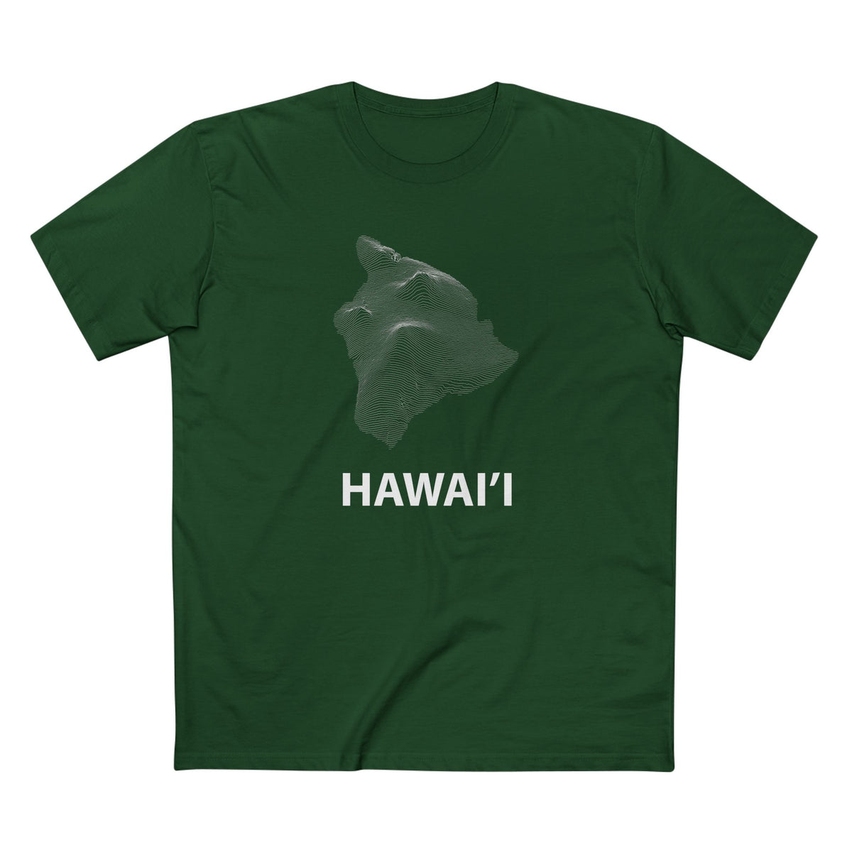 Hawai'i T-Shirt Topographical Lines in Forest Green