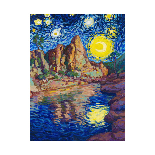 Pinnacles National Park Park Starry Night Poster - Premium Textured Paper