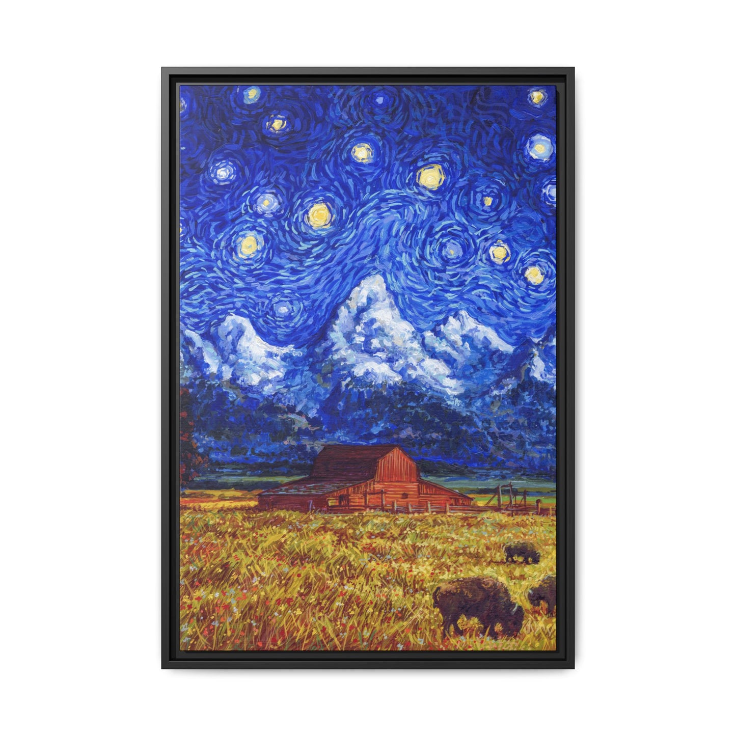 Grand Teton National Park Framed Canvas - The Starry Night
