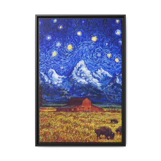 Grand Teton National Park Framed Canvas - The Starry Night