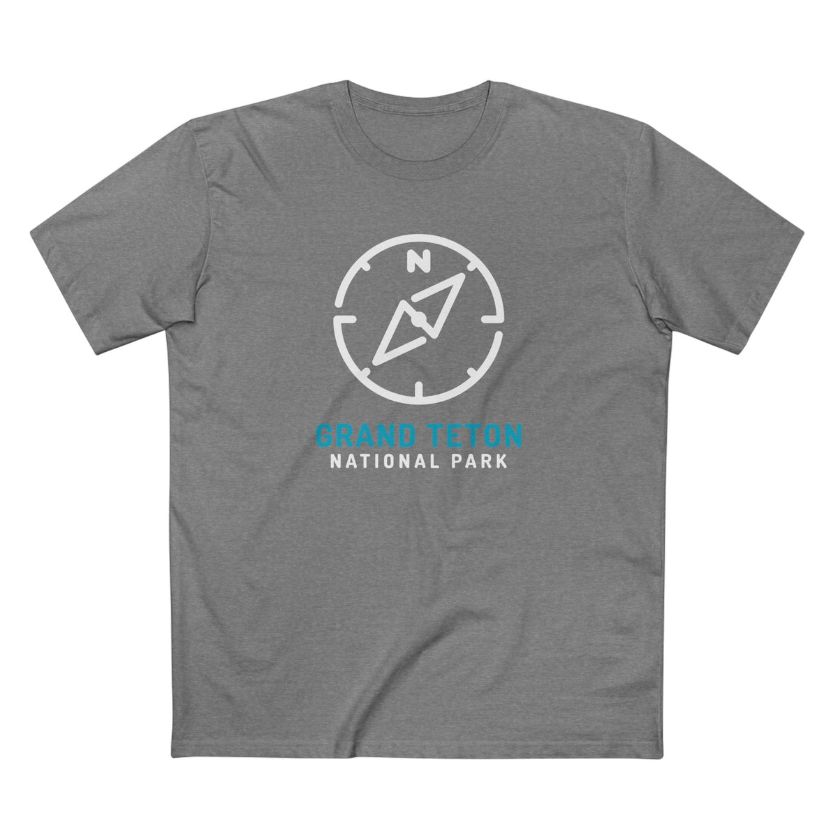 Grand Teton National Park T-Shirt Compass Design in Athletic Heather