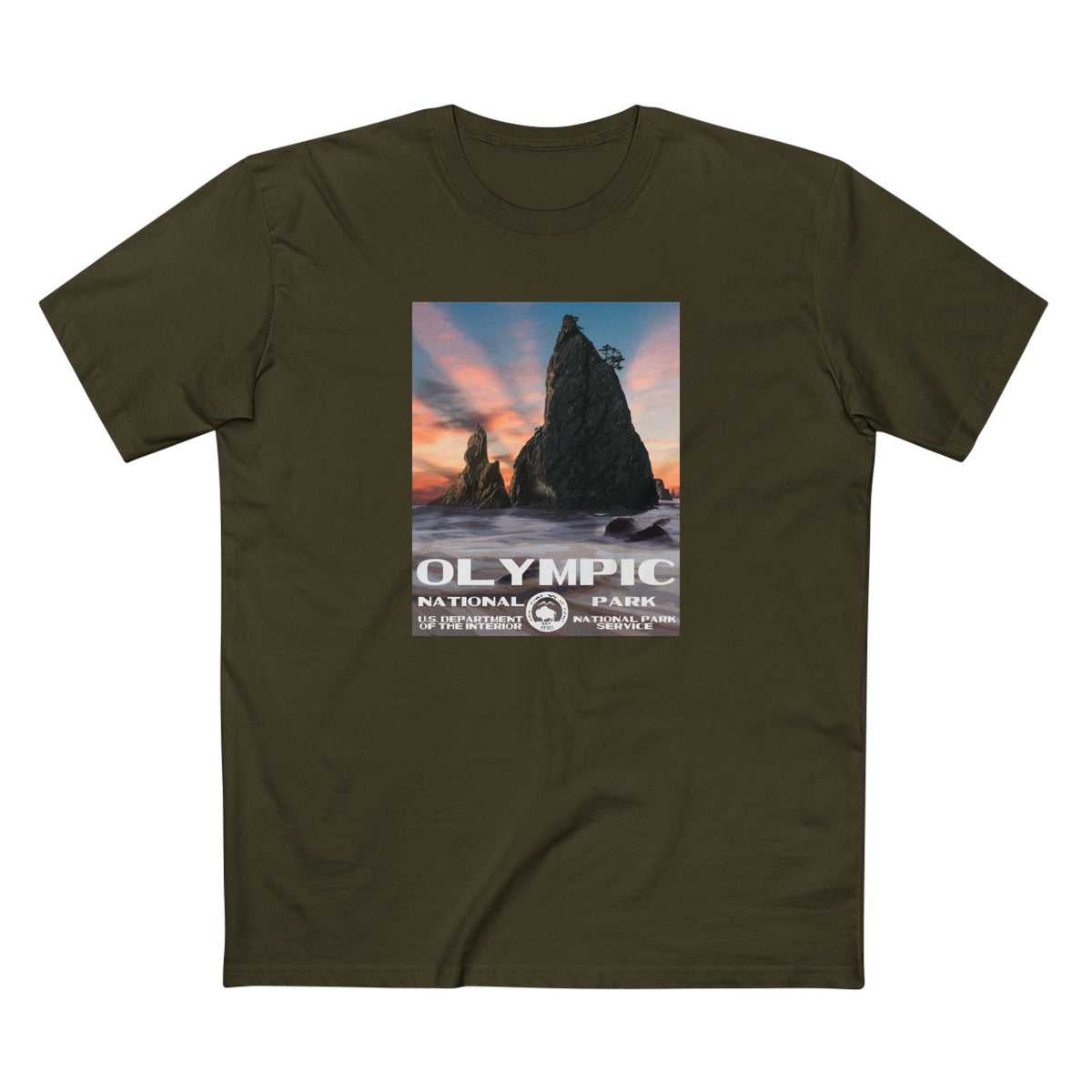 Olympic National Park T-Shirt - WPA Poster Design in Army
