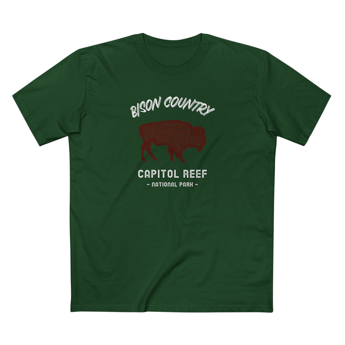 Capitol Reef National Park T-Shirt - Bison Country in Forest Green