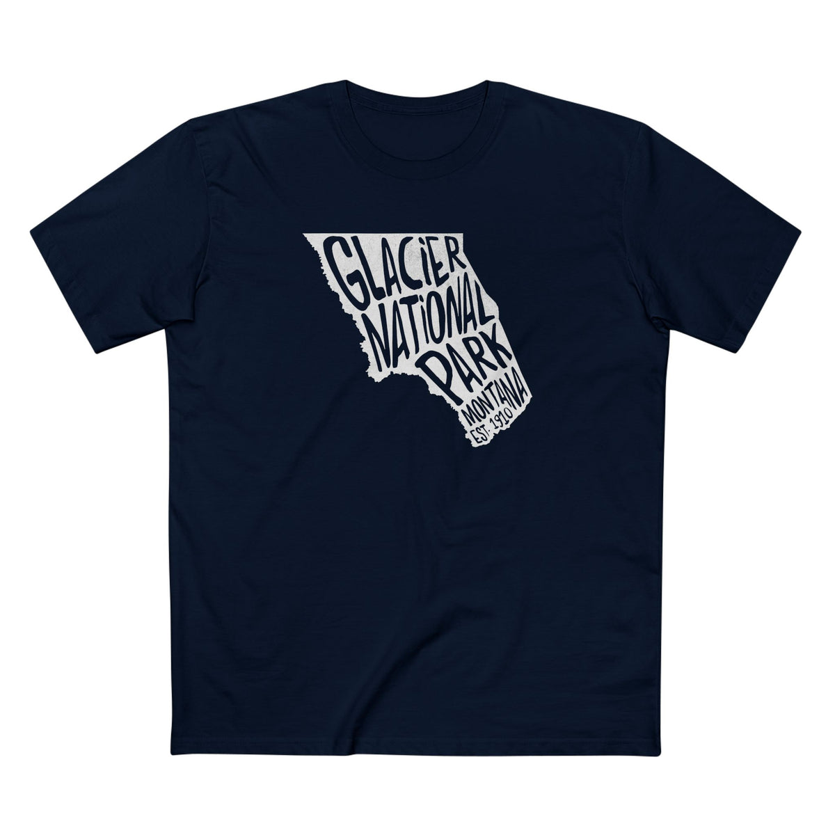 Glacier National Park T-Shirt - Map in Navy