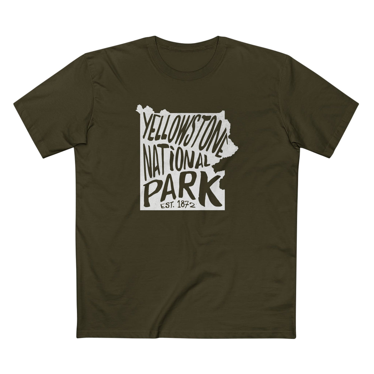 Yellowstone National Park T-Shirt - Map in Army