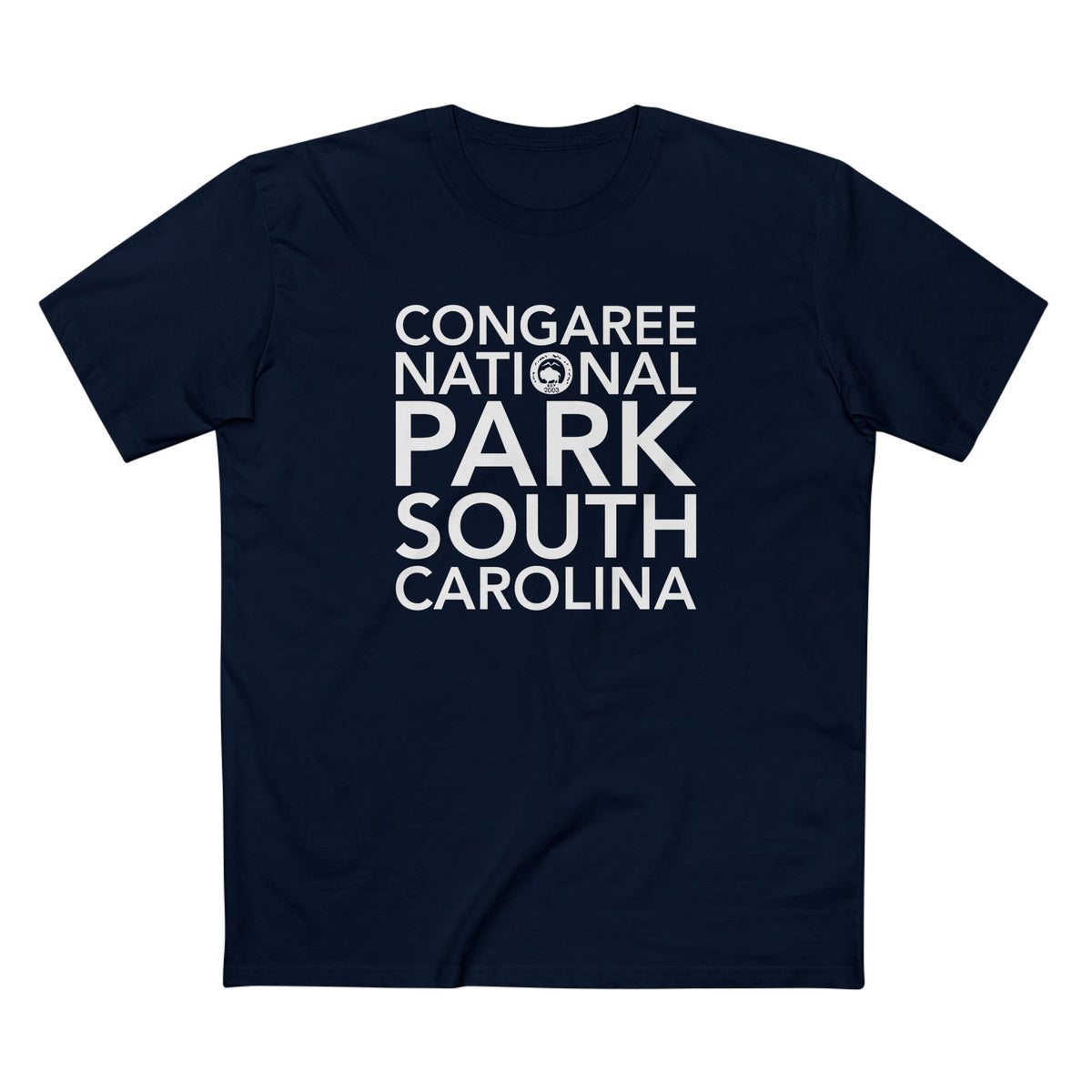 Congaree National Park T-Shirt Block Text in Navy