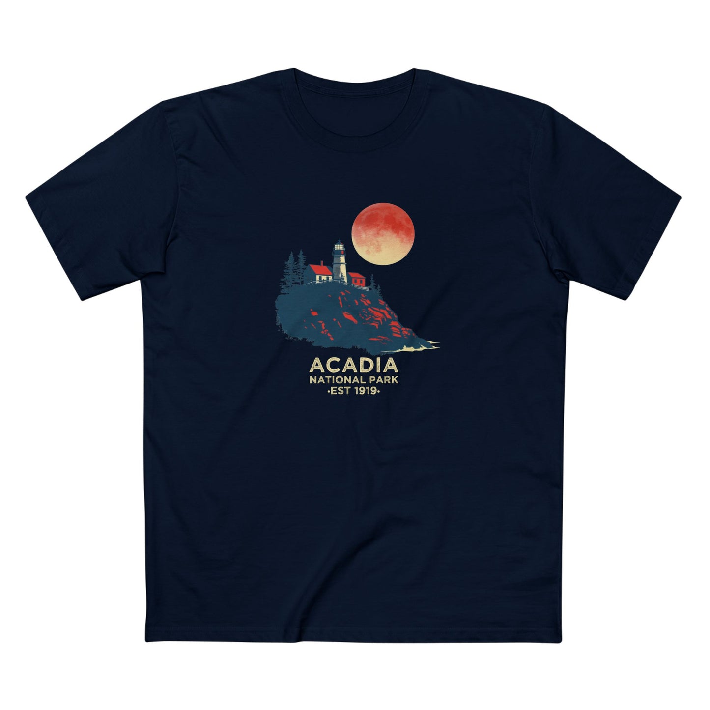Acadia National Park T-Shirt - Lighthouse in Navy