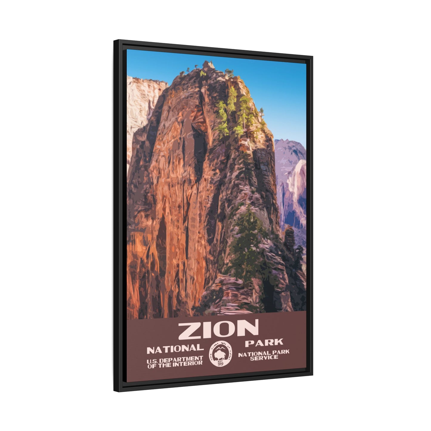 Zion National Park Framed Canvas - WPA Poster