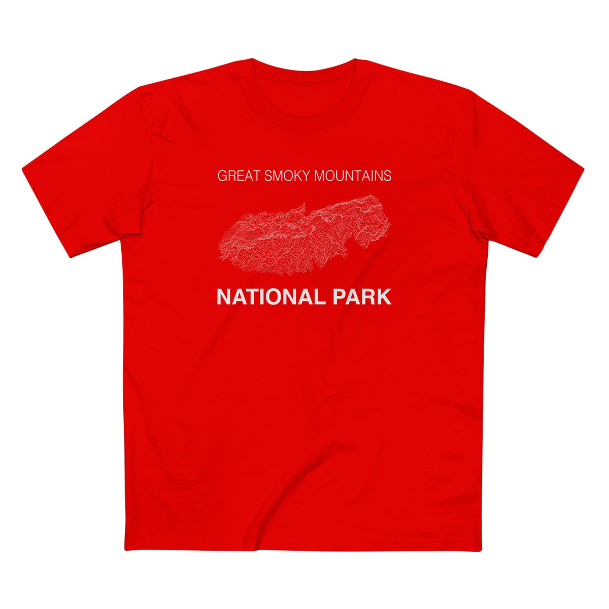 Great Smoky Mountains National Park T-Shirt - Topographical Lines in Red