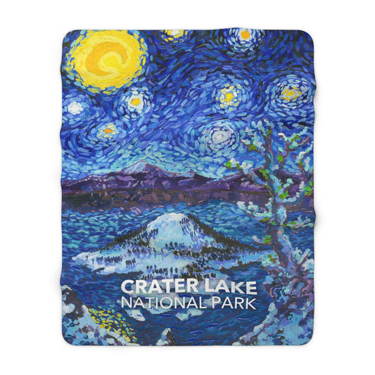 Crater Lake National Park Sherpa Blanket - The Starry Night