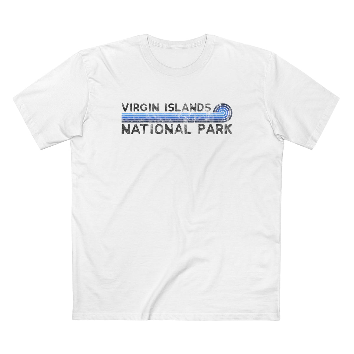 Virgin Islands National Park T-Shirt - Blue Vintage Stretched Sunrise in White