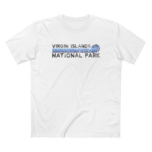 Virgin Islands National Park T-Shirt - Blue Vintage Stretched Sunrise in White