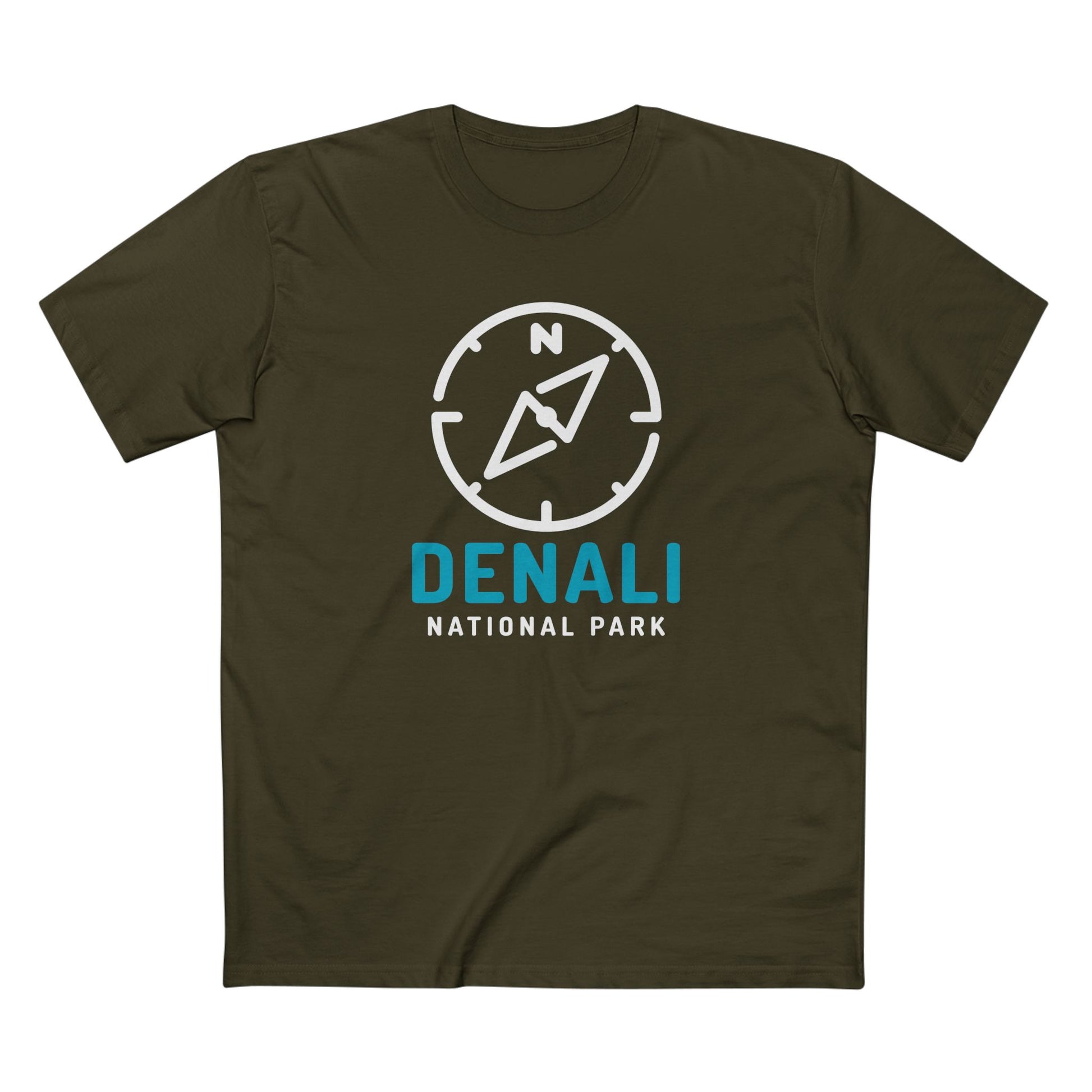 Denali National Park T-Shirt Compass Design in Army