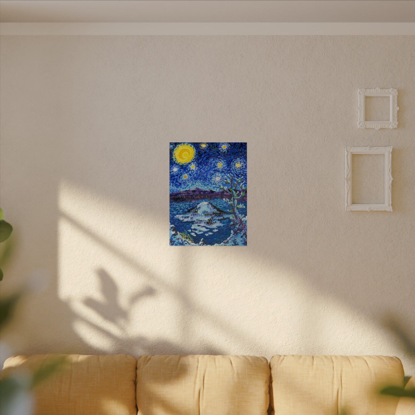 Crater Lake National Park Starry Night Poster - Premium Textured Paper