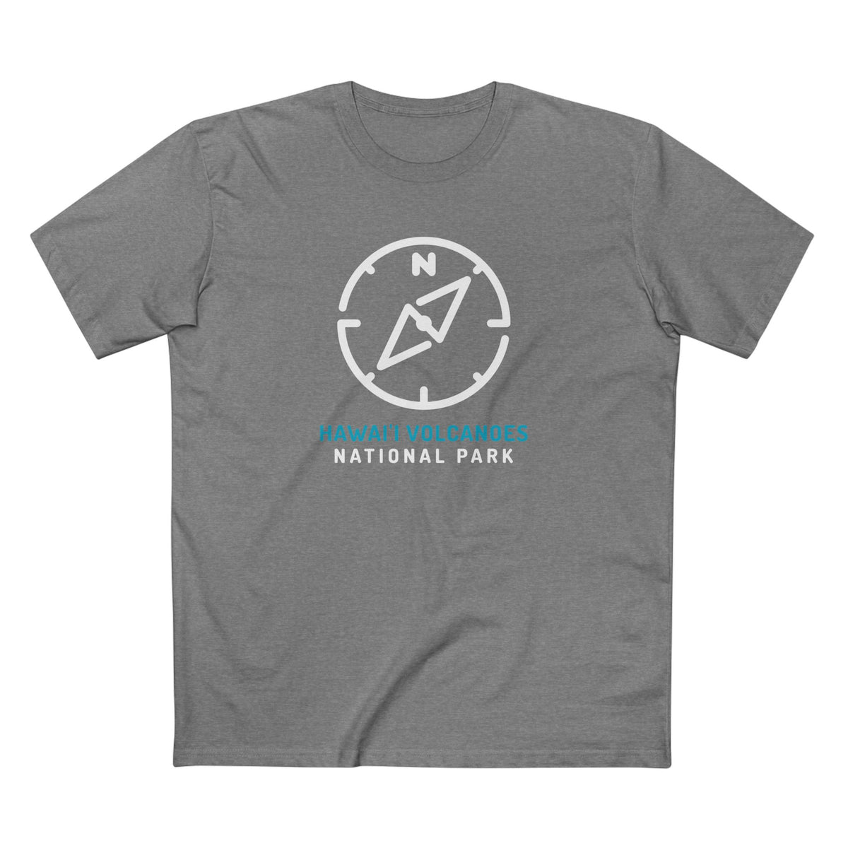 Hawaii Volcanoes National Park T-Shirt Compass Design in Athletic Heather