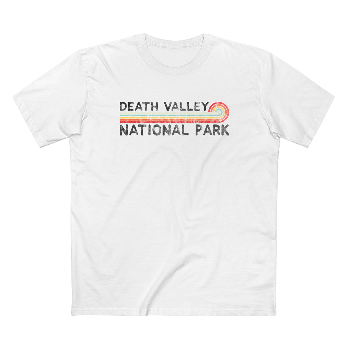 Death Valley National Park T-Shirt - Vintage Stretched Sunrise in White