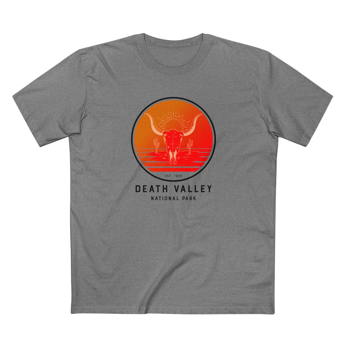 Death Valley National Park T-Shirt - Skull in Athletic Heather