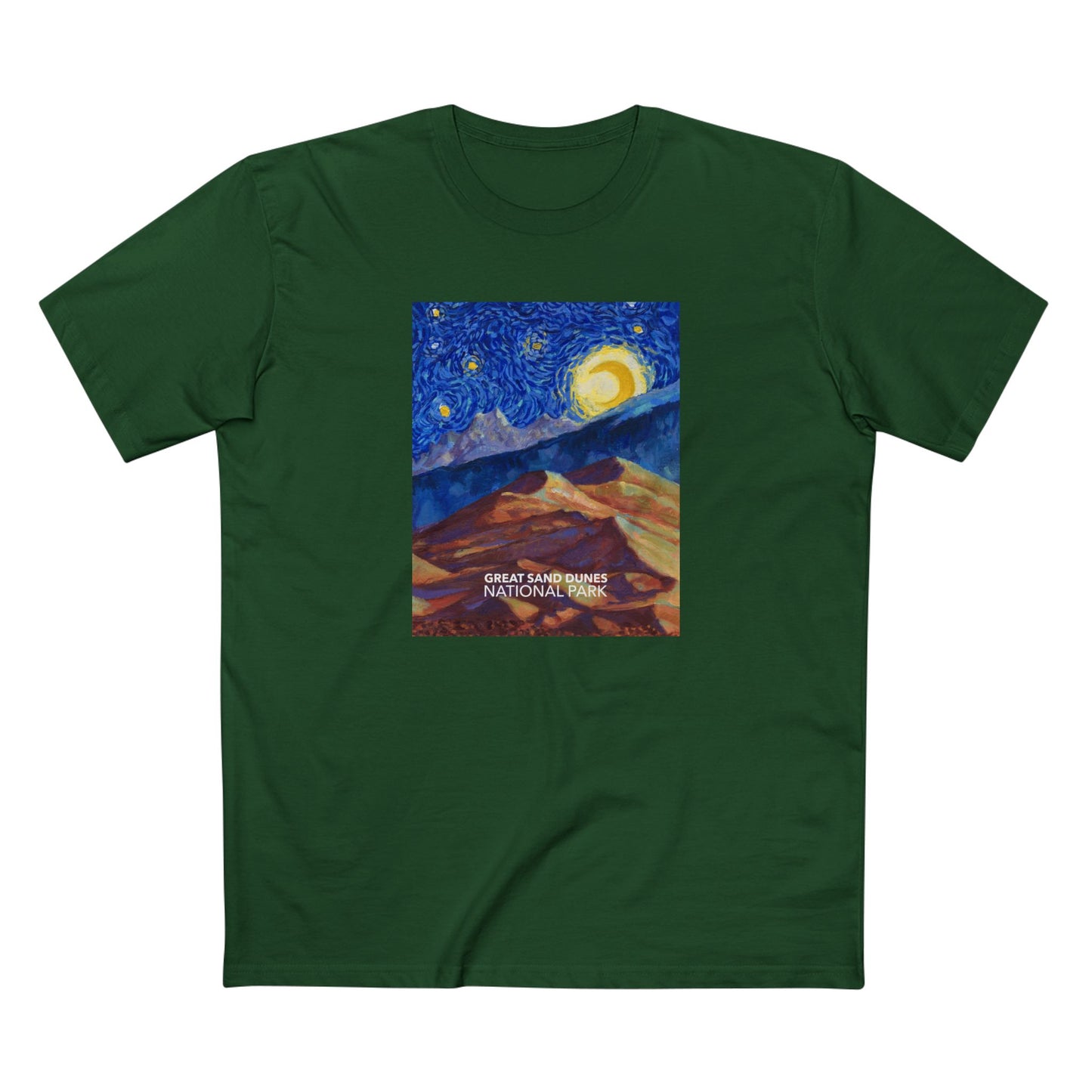 Great Sand Dunes National Park T-Shirt - The Starry Night in Forest Green
