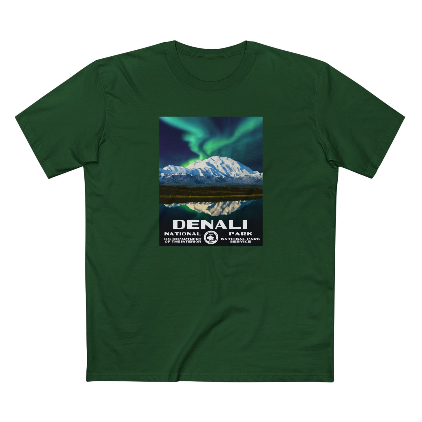 Denali National Park T-Shirt - WPA Design in Forest Green