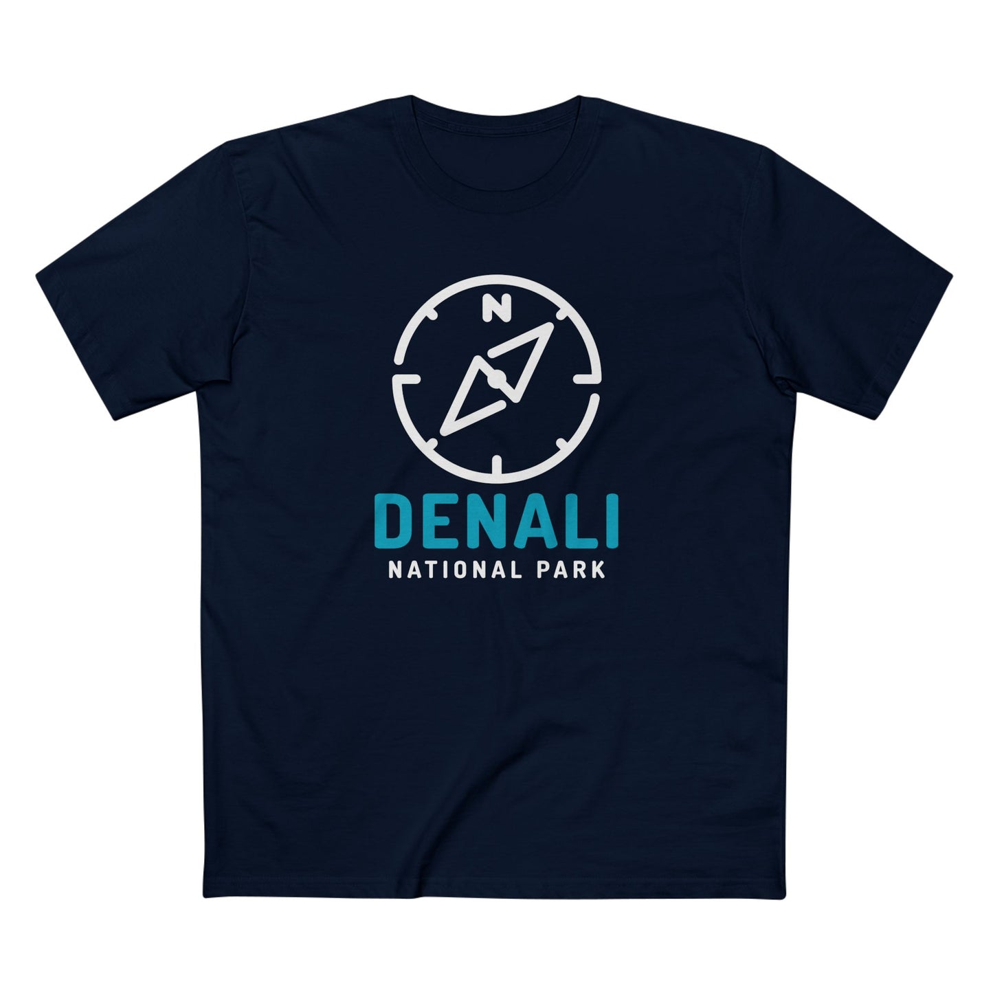 Denali National Park T-Shirt Compass Design in Navy