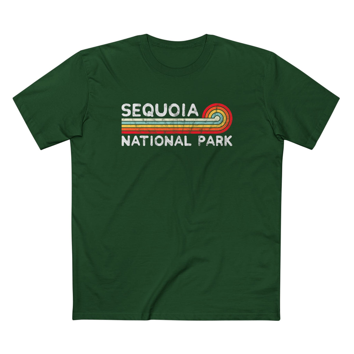 Sequoia National Park T-Shirt - Vintage Stretched Sunrise in Forest Green