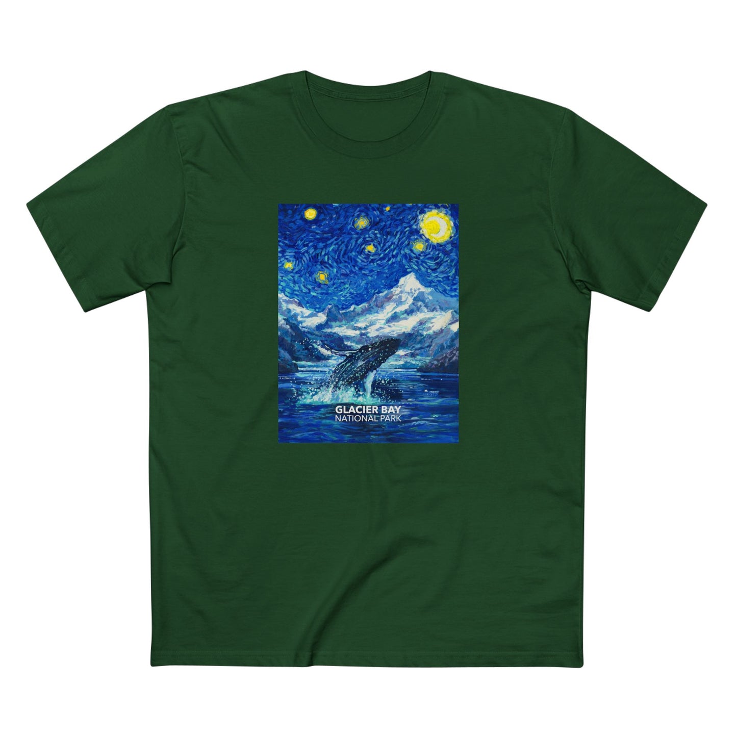 Glacier Bay National Park T-Shirt - The Starry Night in Forest Green