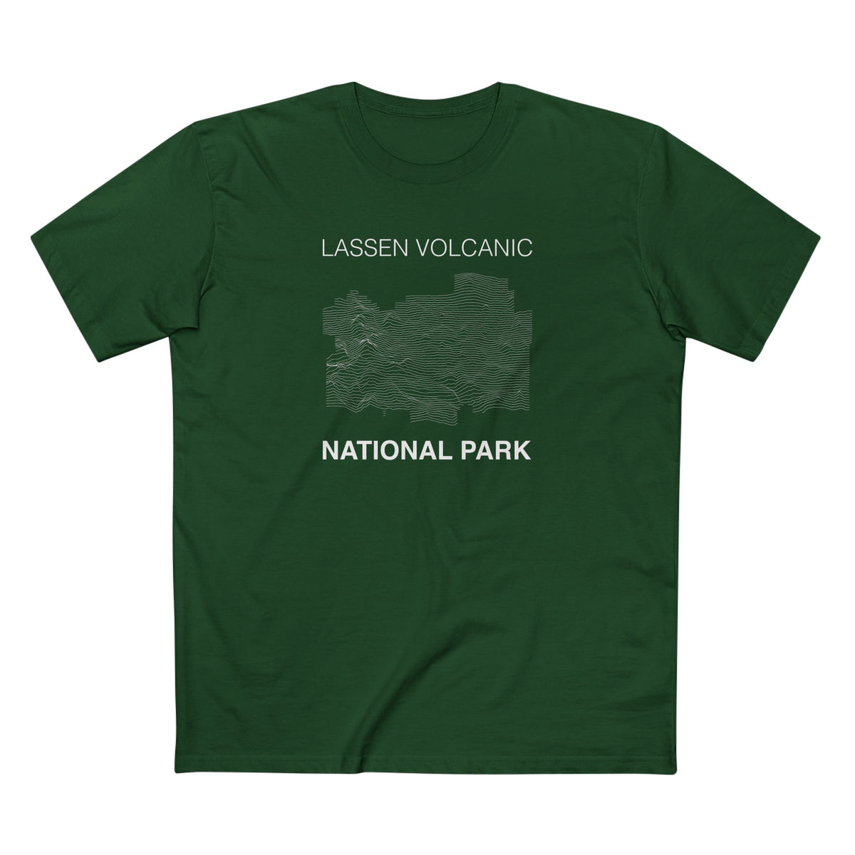 Lassen Volcanic National Park T-Shirt Lines in Forest Green