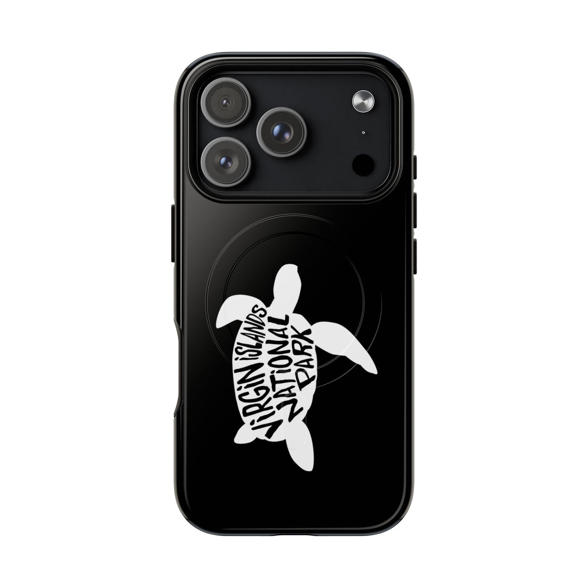 Virgin Islands National Park iPhone case with MagSafe featuring sea turtle artwork.