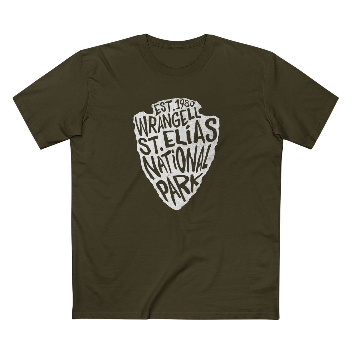 Wrangell St Elias National Park T-Shirt - Arrowhead Design in Army