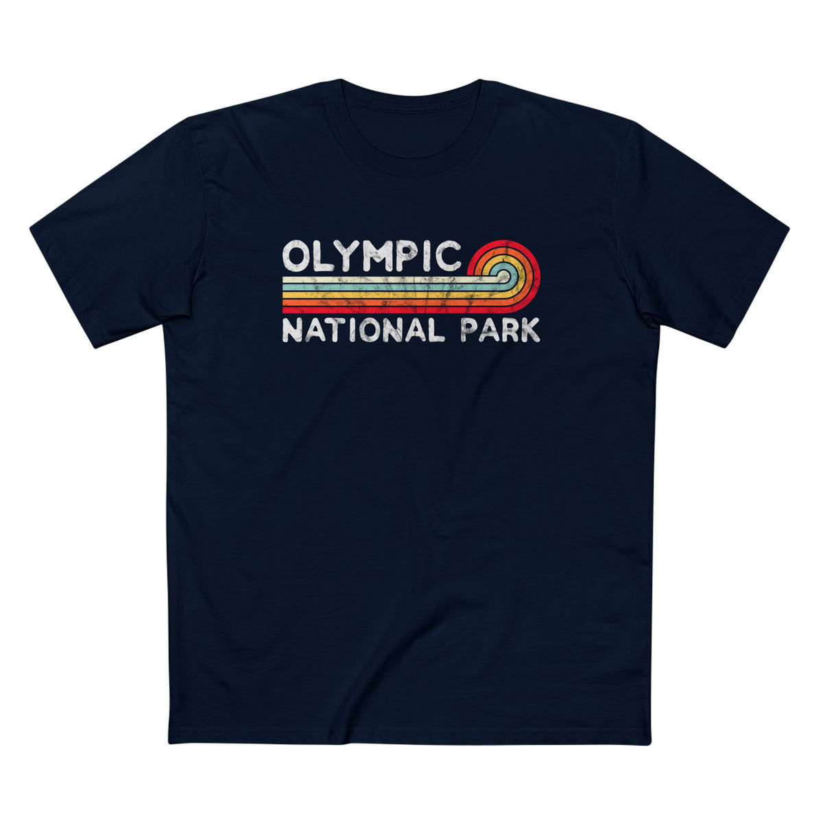 Olympic National Park T-Shirt - Vintage Stretched Sunrise in Navy