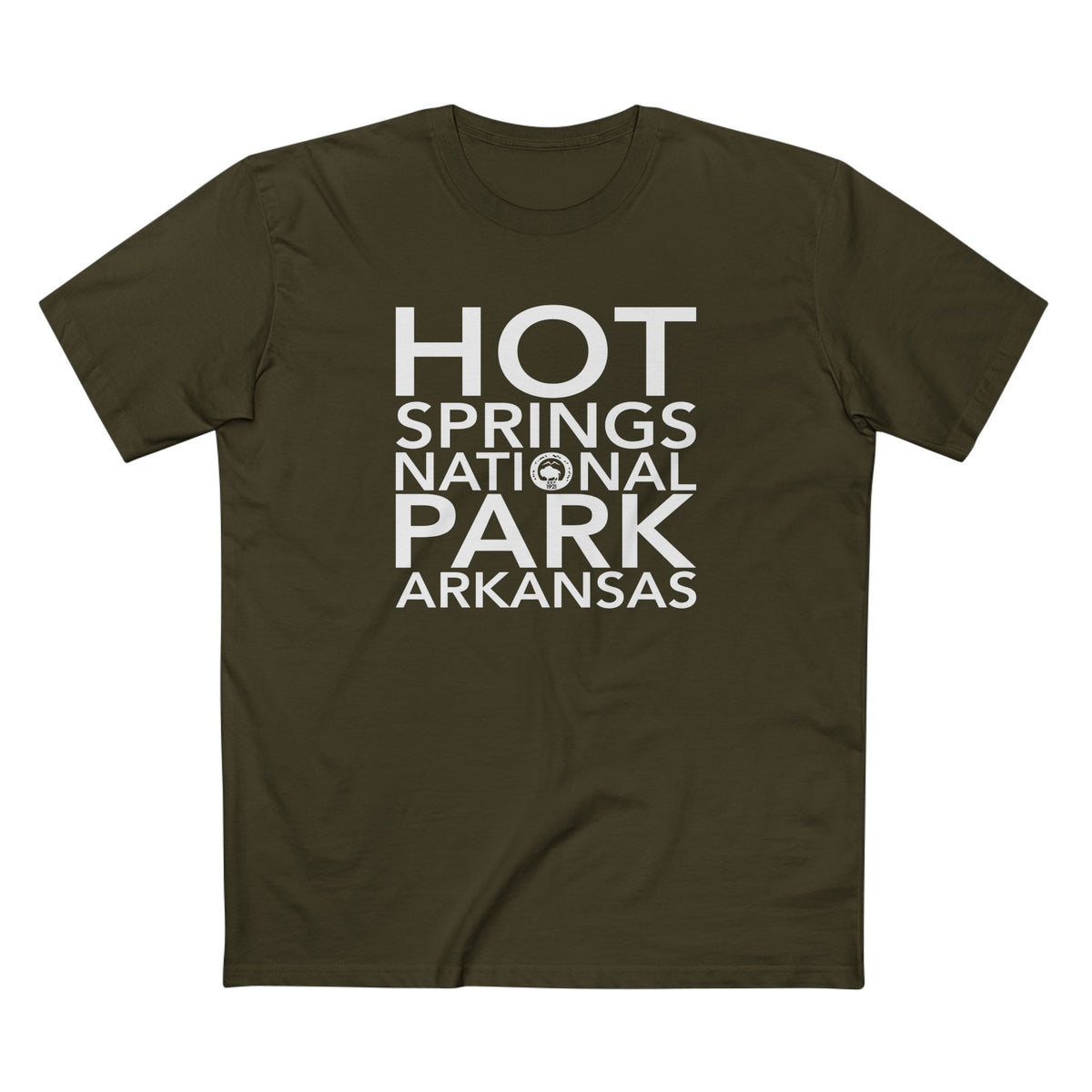 Hot Springs National Park T-Shirt Block Text in Army