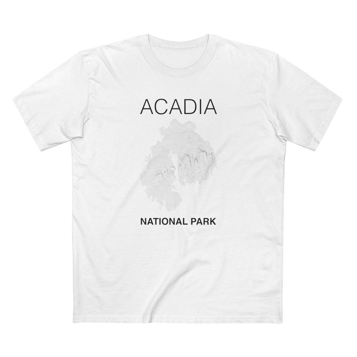 Mount Desert Island and Acadia National Park T-Shirt Lines in White