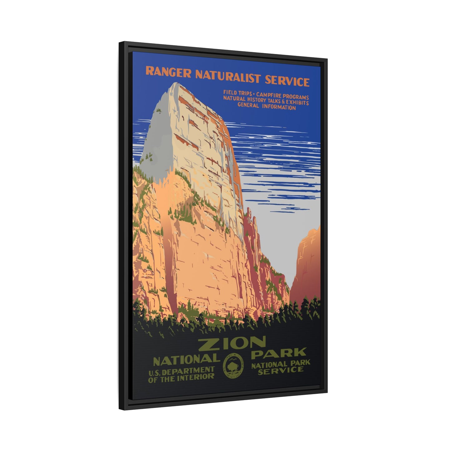 Zion National Park Framed Canvas - WPA Poster