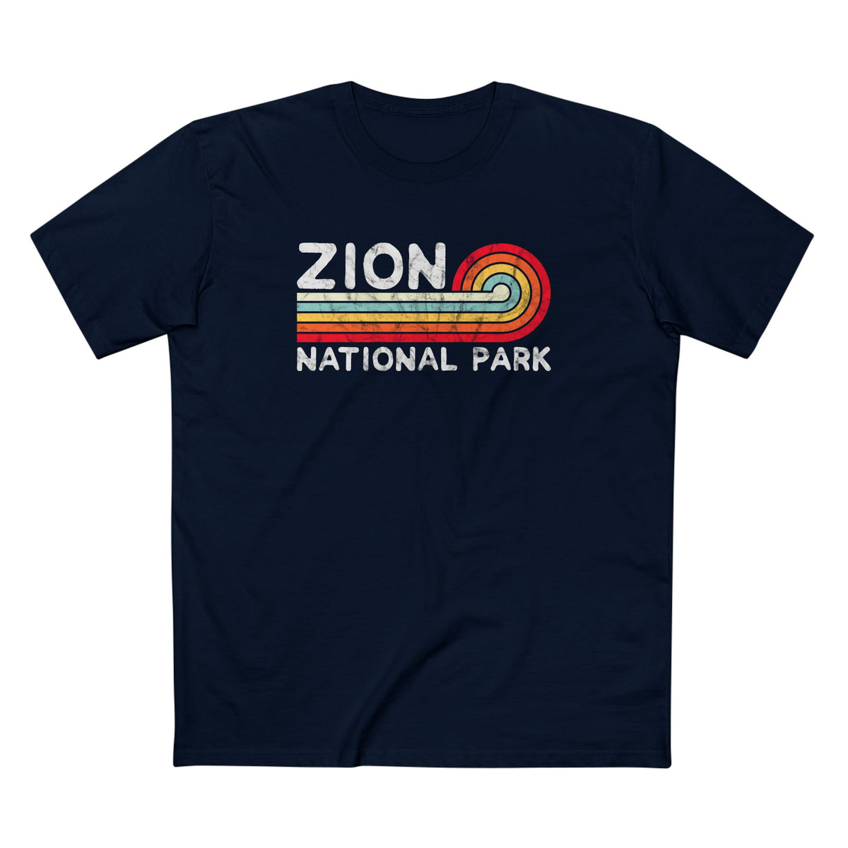 Zion National Park T-Shirt - Vintage Stretched Sunrise in Navy