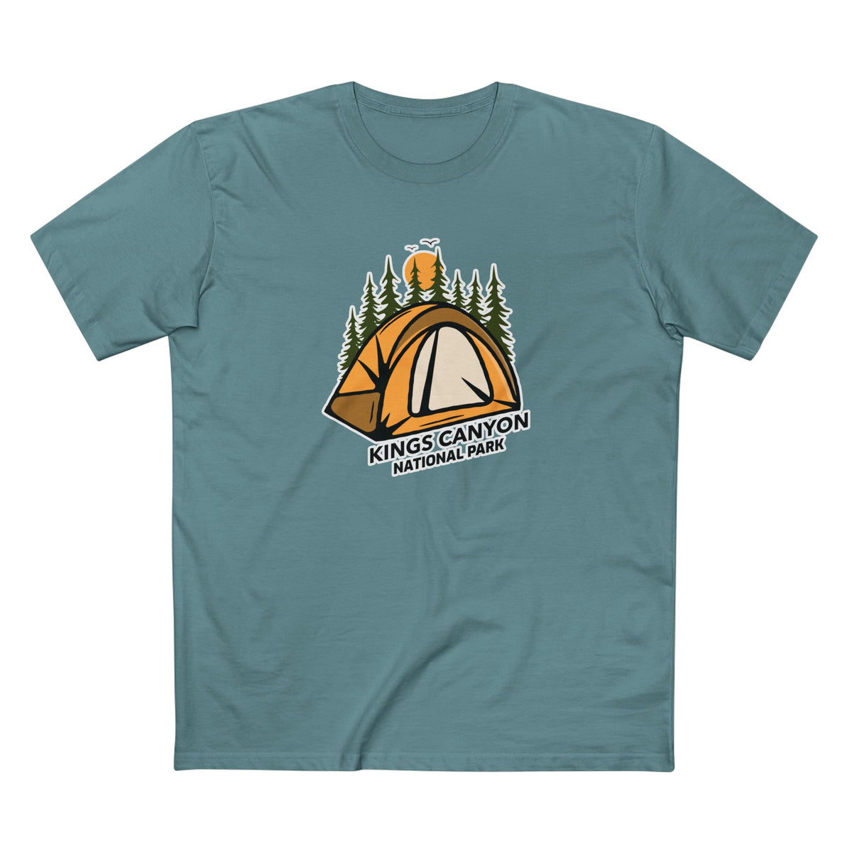 Kings Canyon National Park T-Shirt - Camping in Slate Blue