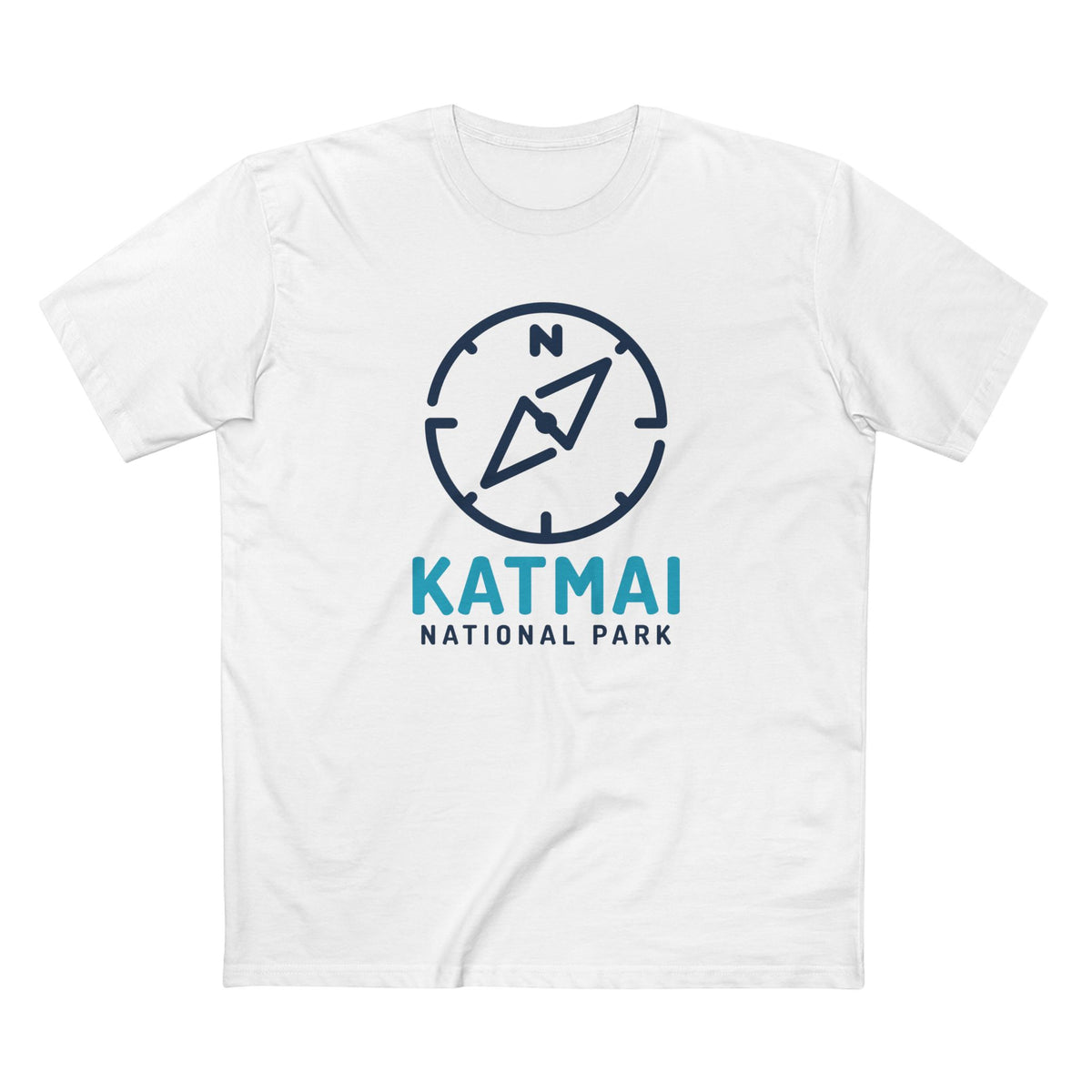 Katmai National Park T-Shirt Compass Design in White
