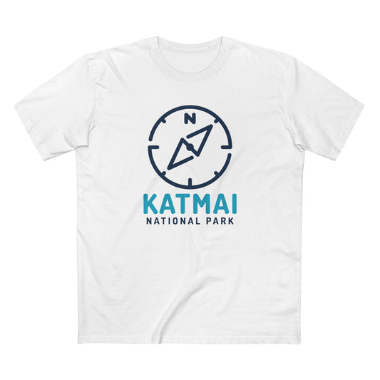 Katmai National Park T-Shirt Compass Design in White
