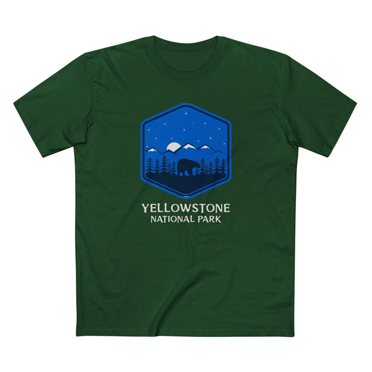 Yellowstone National Park T-Shirt - Bear Graphic in Forest Green
