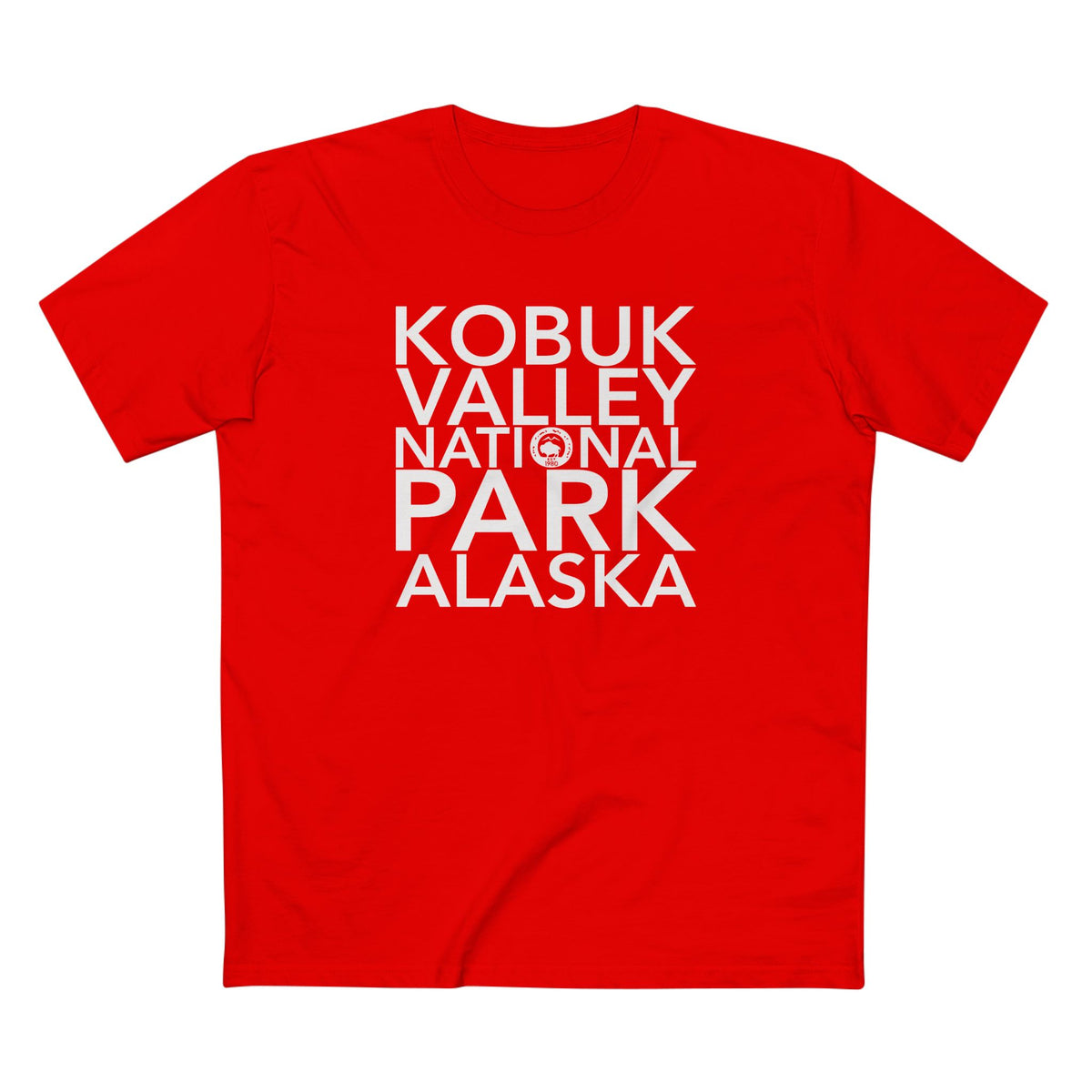Kobuk Valley National Park T-Shirt Block Text in Red